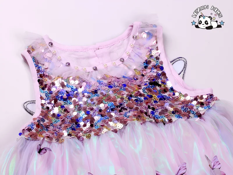 LEZONKIDS - High-end Customized Girls' Dress Summer Children's Butterfly Vest Dress Little Girl's Fashionable Mesh Princess Dress